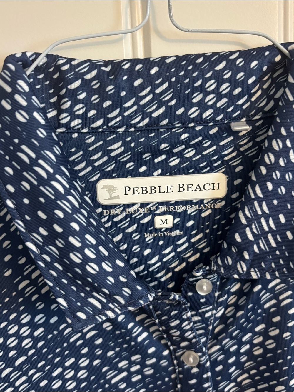 Pebble Beach Navy and White Printed Polo Size Women's M - Picture 2 of 8